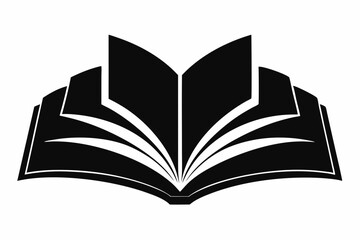 OpenBook silhouette black vector illustration and white background