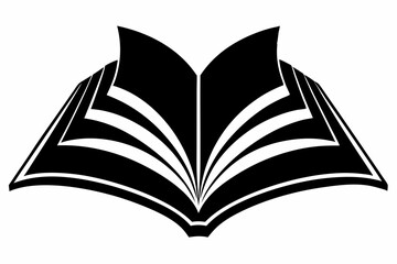 OpenBook silhouette black vector illustration and white background
