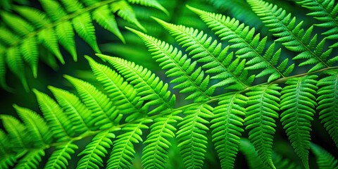 Close-up detailed shot of vibrant green fern leaves , nature, plants, foliage, green, lush, vibrant, close-up, macro, texture, leaf
