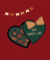 Flat Design Illustration with Box of Chocolates at Happy Father's Day Taste