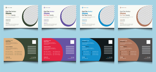 Elegant editable creative modern corporate professional company business property real estate construction invitation home sale promotion architecture marketing advertising postcard design template.