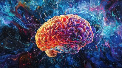 Obraz premium Exploring brain functionality abstract universe digital art cosmic environment vivid imagery