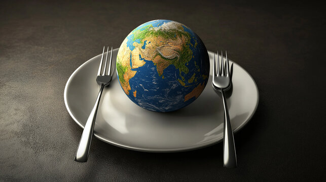 Earth on a Plate Global Food Sustainability Concept