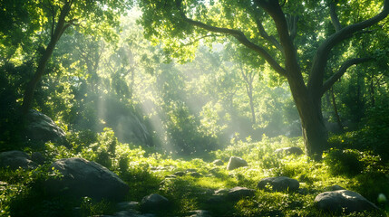 Sunlight Through the Trees 3D Illustration