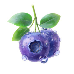 Fresh and Juicy Blueberries with Water Droplets on Leaves Perfect for Healthy Desserts and Smoothies