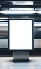 Blank Advertisement Sign at Subway Station Platform