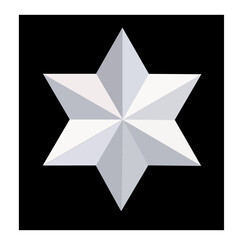 Étoile composée de triangles dans les tons de blanc à gris clair sur fond noir