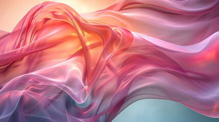Obraz premium Ethereal Waves of Pink and Red Silk Fabric