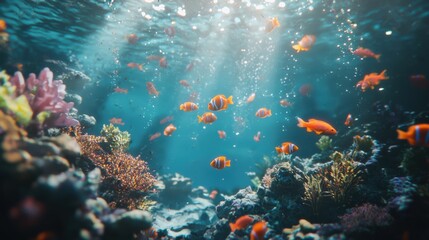 Fototapeta premium Underwater exploration coral reef marine life ocean vibrant serene environment