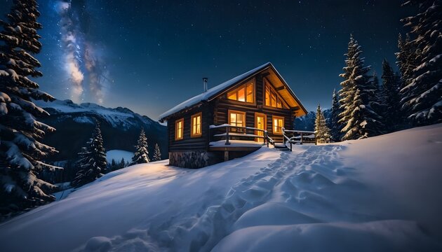 House in the snow-background