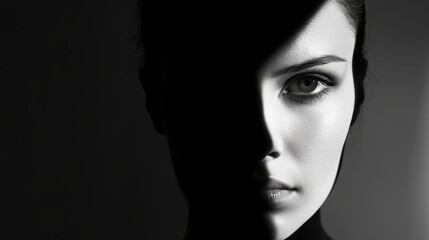 Monochrome Beauty: A Shadowed Portrait