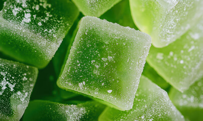 Vibrant Green Candy Close-Up with Textured Sugar Crystals