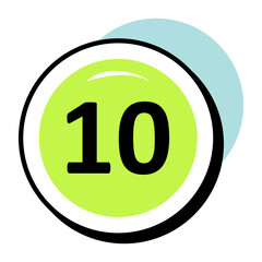 Number and Counting Circle Color Outline Icons and Illustrations Pack