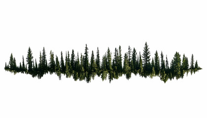 A stylized image of a forest silhouette against a white background.