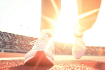 Sprinter running on an athletics track