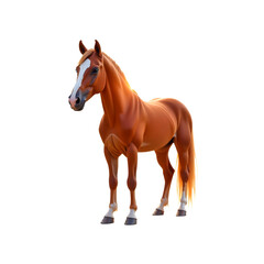 Naklejka premium Majestic Brown Horse: Isolated Animal on Transparent Background for Equestrian Themes, PNG