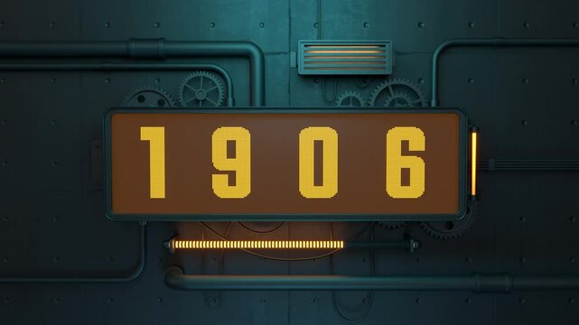 Technological Countdown Numbers in a Sci-Fi Digital Interface, Steampunk style Timer to 2025