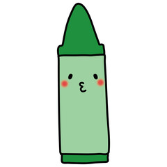 表情のある緑のクレヨン