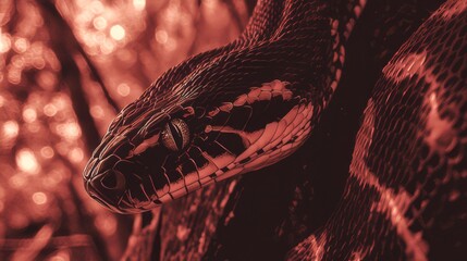 Fototapeta premium Snake sensing heat patterns in the dark, relying on its thermal vision to navigate and hunt. The essence of adaptation and survival in nature.