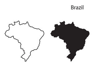 Brazil map vector illustration, scribble sketch Republic Brazil map, Brazil map silhouette, Brazil country © Kasun