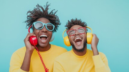 Celebrating National Ding-A-Ling Day Joyful Office Connection with Retro Phones and Holiday Cheer