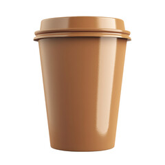 Brown Coffee Cup with Lid Isolated on White Background