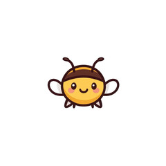 Cute Cartoon Bee Character with Cheerful Expression and Simple Design