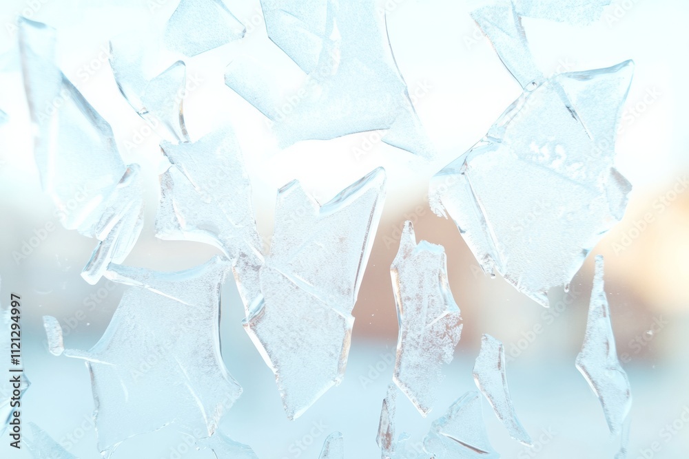 Aufkleber intricate frost patterns on window glass capturing winters beauty and texture