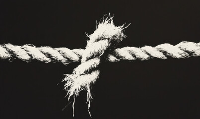 Close-up White Rope Knot on Black Background for Texture and Design Elements
