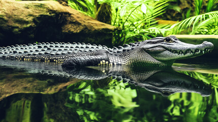 Crocodile in a lush habitat for World Wildlife Day celebration