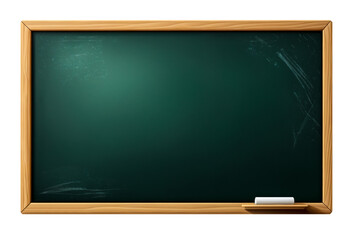 Green chalkboard with wooden frame isolated on transparent background