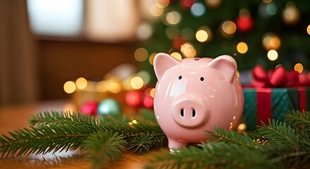 Concetto di risparmio durante le feste di natale, difficoltà economiche, economia e ristrettezze