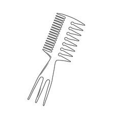 Fork-shaped barber hair comb. Thin line illustration