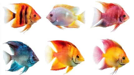 Colorful Freshwater Fish Species Swimming in Vibrant Aquatic Environment Under Natural Lighting Conditions