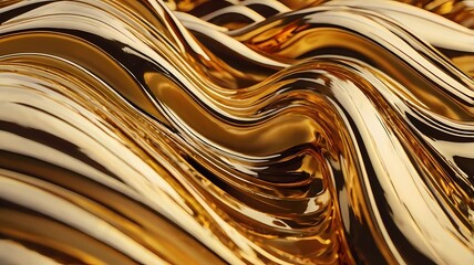 Abstract Light Background with 3D Golden Wave