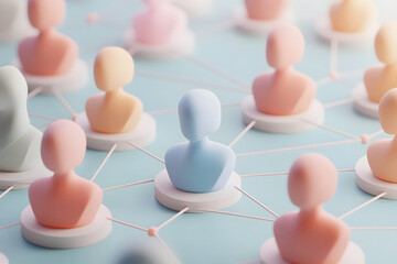 Obraz premium 3D busts connected by lines. Globalization concept