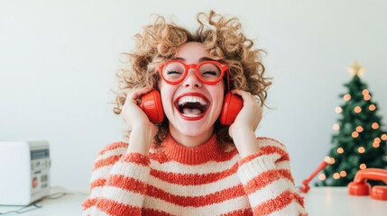 National Ding-A-Ling Day Joyful Office Celebration with Retro Phones and Holiday Cheer