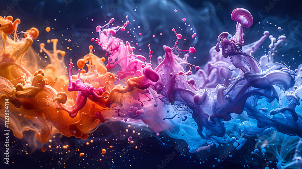 Wall mural a dynamic burst of vibrant paint splashes, creating an explosion of colors for an abstract and artis