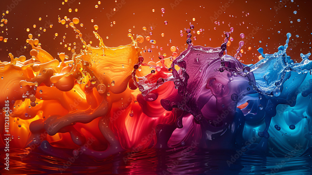 Wall mural a dynamic burst of vibrant paint splashes, creating an explosion of colors for an abstract and artis