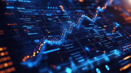 Obraz premium Abstract digital data visualization with glowing lines and dots.