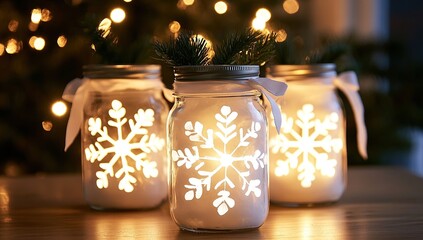 DIY Snowflake Mason Jar Luminaries: Craft Festive Winter Lights for Cozy Holiday Decor