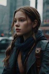 Obraz premium Realistic AI Image Of A Girl And Technology