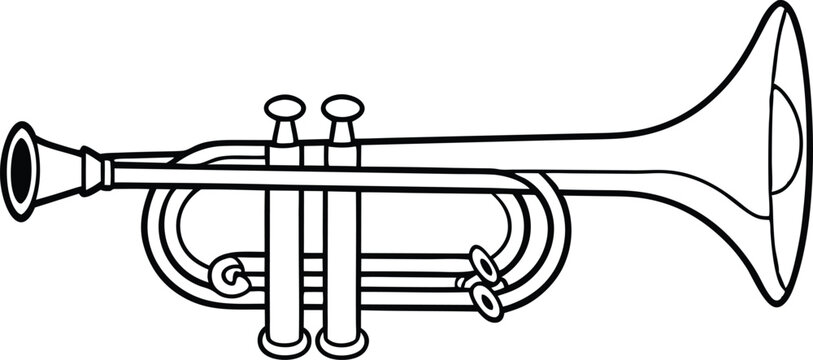 black and white trumpet musical instrument clip art preview