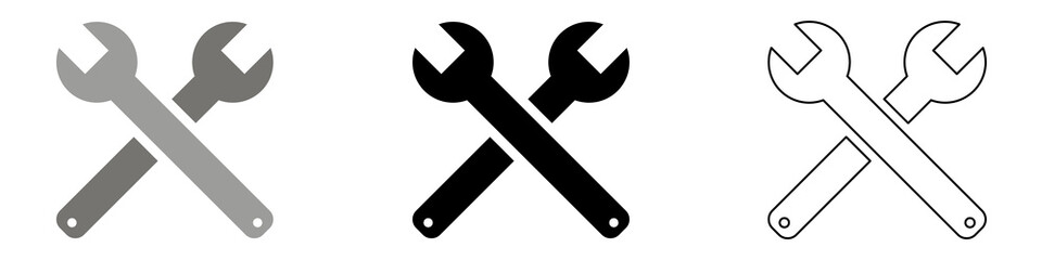 wrench or repair tool, engineering maintenance vector pictogram sign icon symbol ui and ux design, glyphs and stroke line