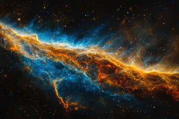 Fototapeta premium A Cosmic Tapestry of Blue and Orange Nebulae in a Starry Sky