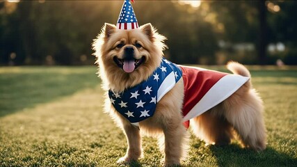 funny fourth july video dog animal blue breed bullvideo bully canino celebrate celebration country domestic english 4th freedom happy holiday honour independence olated laying mammal memorial day
