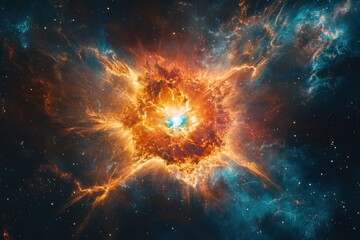 A Fiery Cosmic Explosion with Glowing Gas and Stars