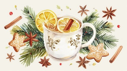 A white enamel mug with lemon and cinnamon inside