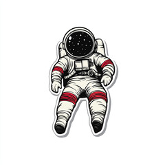 Fototapeta premium Astronaut floating in space, vintage style illustration.