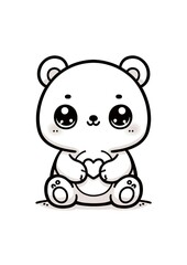 Fototapeta premium Adorable panda with heart on white background